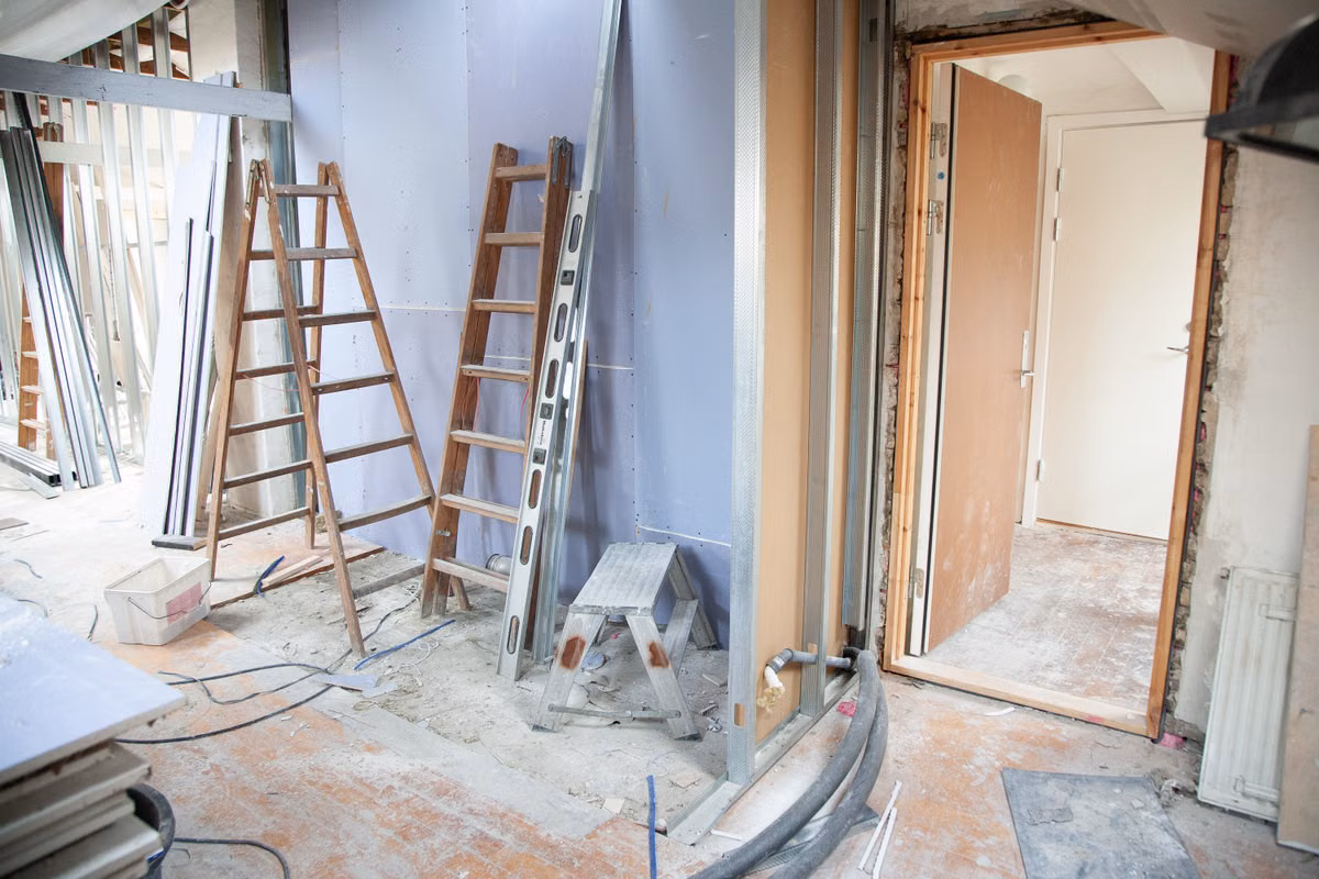 An interior space stripped down to a bare shell